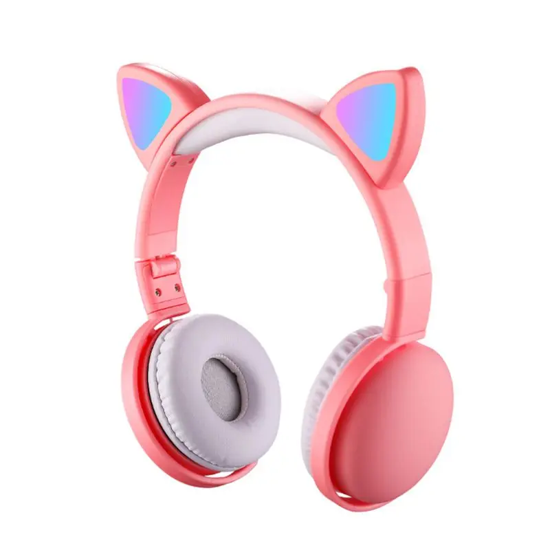 Child LED Flashing Cat Ear Headset Wireless Bluetooth Music Headphones Kids Gift X6HA