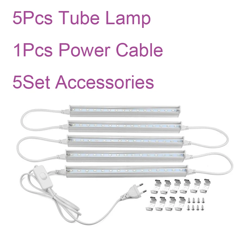 Светодиодный светильник Fitolamp с жесткой полоской, светодиодный светильник для выращивания растений, T5 трубка для аквариума, теплицы, гидропоники, Growbox, Фито, Комнатные растения - Испускаемый цвет: 5pcs 2835
