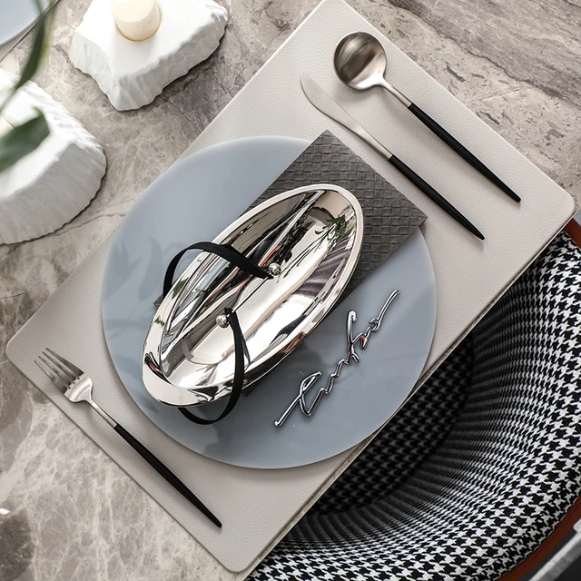 Silver Oval Bowel Western-Style Modern Minimalist Tableware Set 1