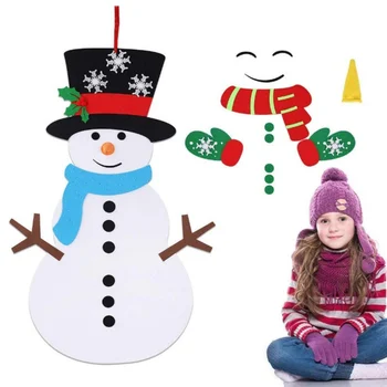 

New DIY Felt Christmas Snowman Games Set Detachable Ornaments Wall Hanging Xmas Gifts Puzzle Christmas Decorations