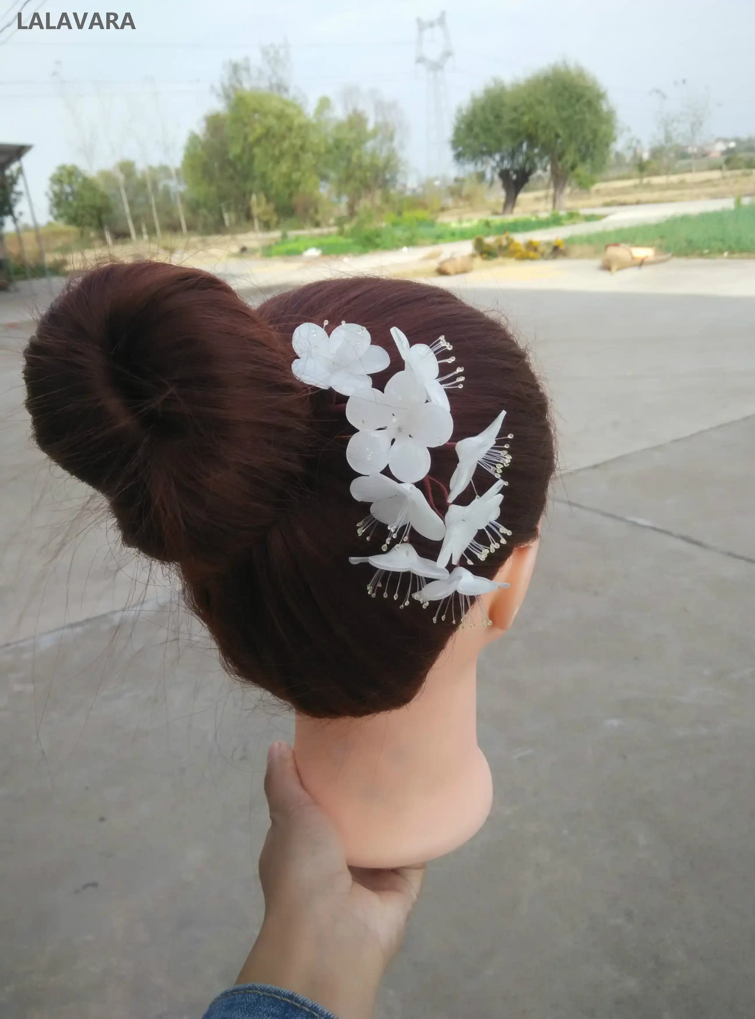 Lalavara Custom Resin Pear Blooms Stick Hair Pins Wedding Women