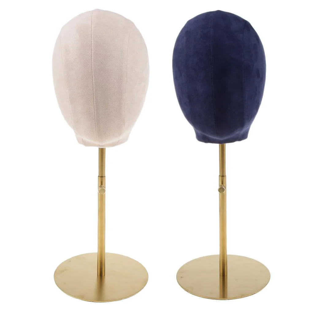 2pcs Velvet Cork Mannequin Head Hat Rack Cap Wig Making Holder Display Stand