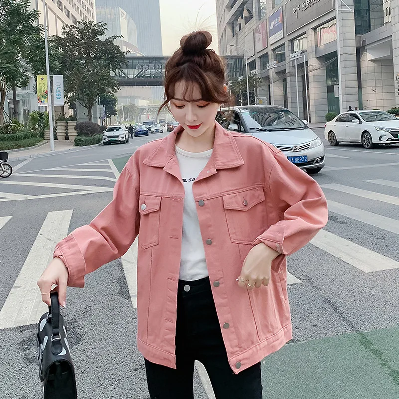 Pink Denim Short Jacket Female Spring Autumn 2022 New Korean Loose  Single-breasted Student Jeans Coat Ladies Clothes Tide H1975 - Jackets -  AliExpress