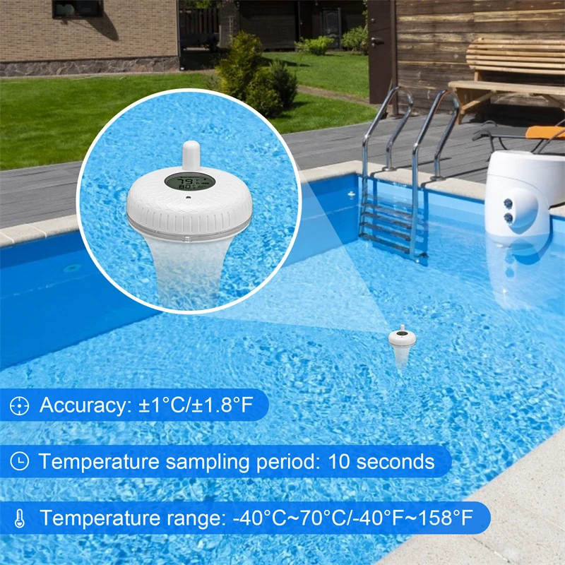 sysy thermometre piscine, thermomètre flottant de piscine avec une