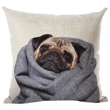 

Animal Pillow Case Dog Decorative For Sofa Ornamental Cushion Car Seat Interior Cushion Linen + Dark Gray - dog wrapped in cloth