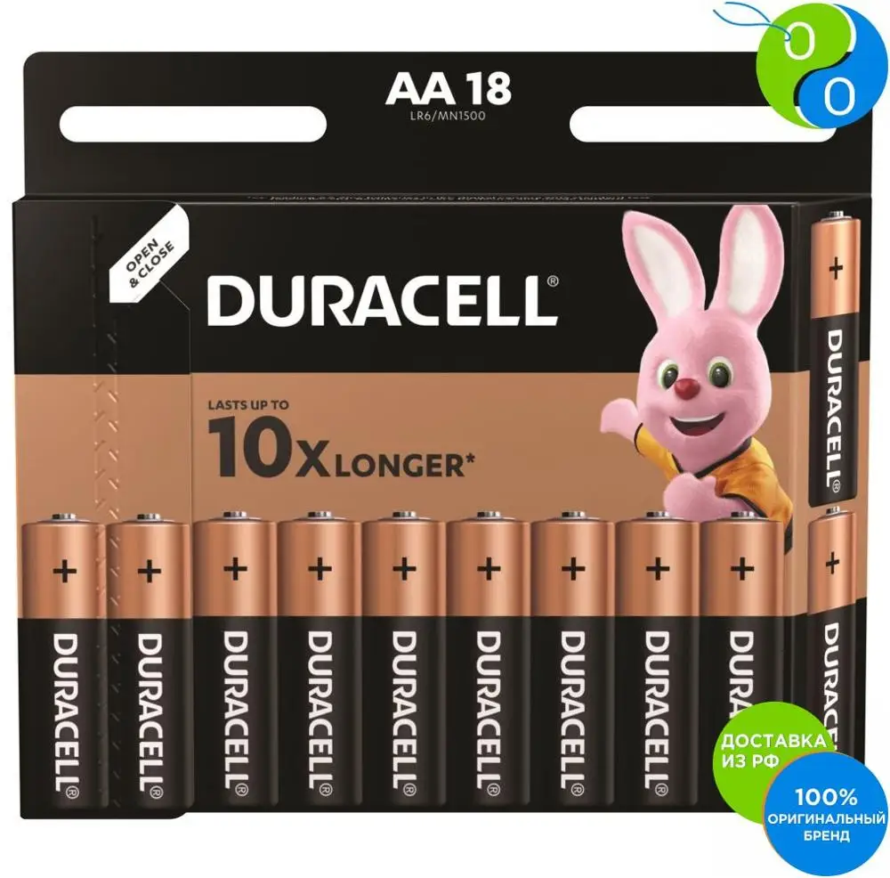 Батарейки щелочные Duracell Basic АА/LR6-18BL 18 штук | Электроника