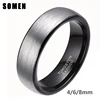 Somen 6mm Black Inlay Brushed Silver Color Tungsten Carbide Wedding Rings Band For Women Engagement Ring Jewelry bague femme 1