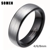 Somen 6mm Black Inlay Brushed Silver Color Tungsten Carbide Wedding Rings Band For Women Engagement Ring Jewelry bague femme 1