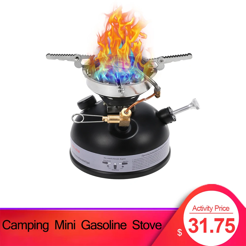 

Camping Mini Gasoline Stove Outdoor Cookware Portable Outdoor Liquid Fuel Alcohol Diesel Oil Stove for Hiking Hunting Emergency