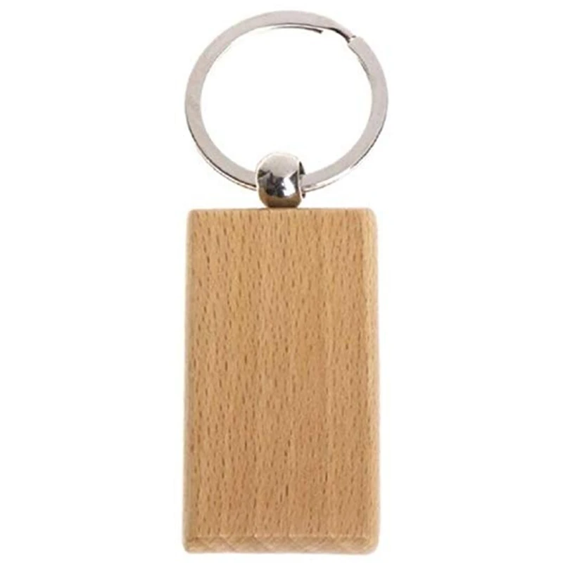 50 шт. DIY пустой деревянный брелок Прямоугольник Сердце Круглый эллипс резьба брелок деревянный брелок для ключей кольцо