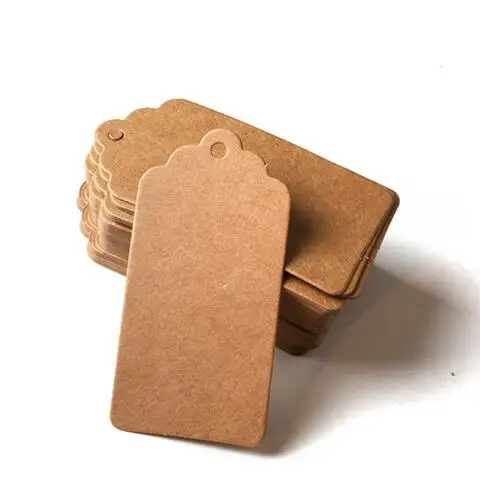 

Packaging Label 500pcs Brown Kraft /black/white Paper Tags DIY scallop Label Wedding Gift Decorating Tag 2*4cm