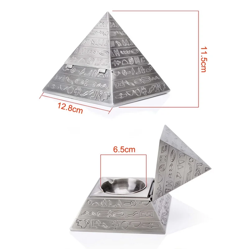 Серебряные креативные модные украшения Классические винтажные египетские металлические резные пирамиды с крышкой пепельница украшение дома подарок