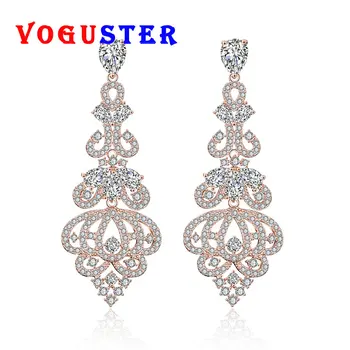 

Art Deco Cubic Zirconia CZ Crystal and Rose Gold Bridal Earring