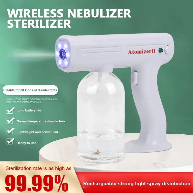 800ML Electric Sanitizer Sprayer Blue Light Rechargeable Portable Nano
