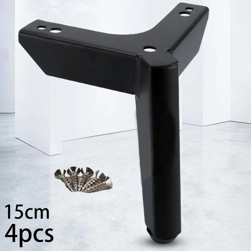 

4pcs/set 12/15cm Black Steele Triangle Table Sofa Legs Square Cabinet Foot Hardware Furniture Parts Accessories Durable