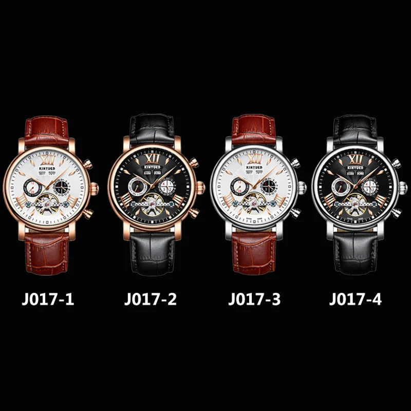 KINYUED Топ люксовый бренд Мужские часы механические Tourbillon Роскошные модные брендовые кожаные мужские спортивные водонепроницаемые часы