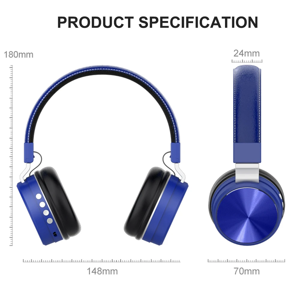 Bluetooth 5 0 Headphones with Microphone Head mounted Foldable Wireless Stereo Headphone Sport Gaming Headsets Support TF Card