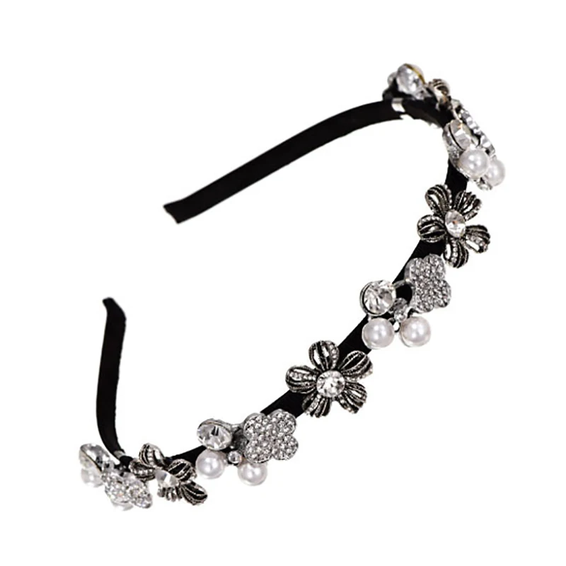 

ZHINI Boho Vintage Silver Headband for Women New Design Handmade Imitation Pearls Hair Accessories Flower Statement Jewelry Gift