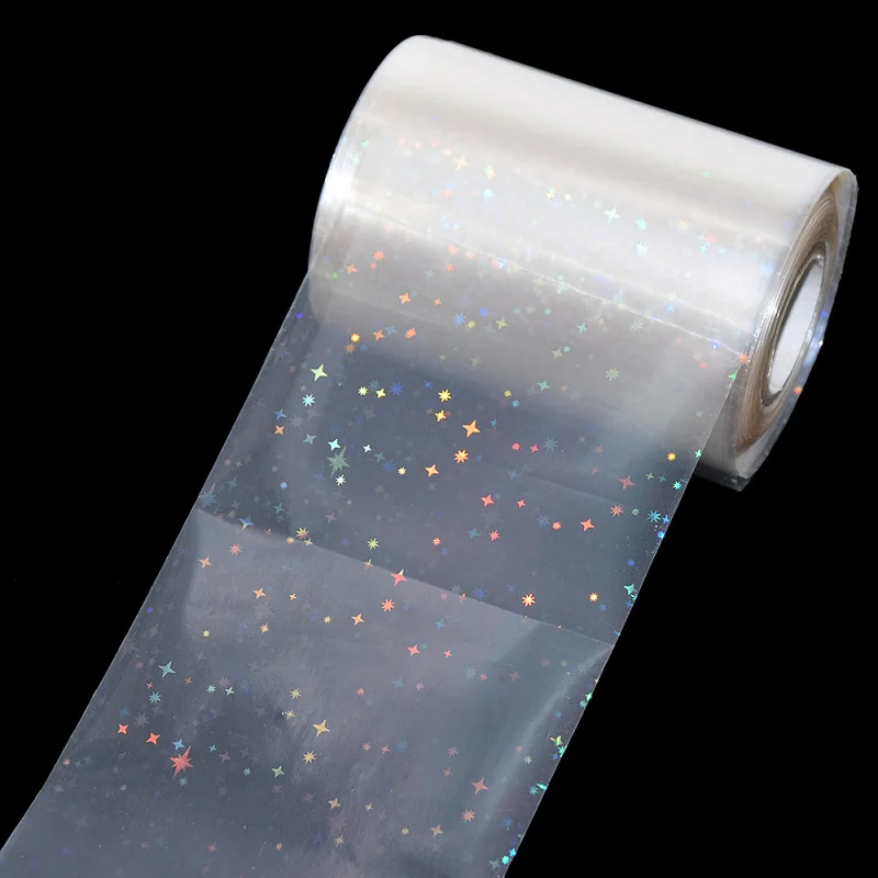 holográfico folha transparente carimbo quente etiqueta diy decoração da arte do prego