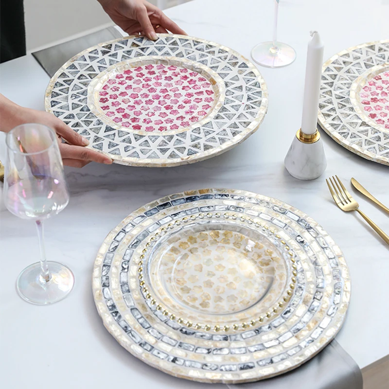 

13 дюймов, искусственный коврик, креативсветильник легкий роскошный декоративный поднос, круглый коврик для еды в западном стиле, Настольный коврик для вечерние ринки, банкета