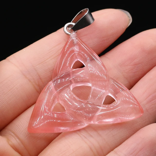 Triquetra Symbol Natural Stone Pendants Celtics Knot Agates Crystal for Jewelry Making DIY Women Necklace Earrings Crafts Watermelon Red