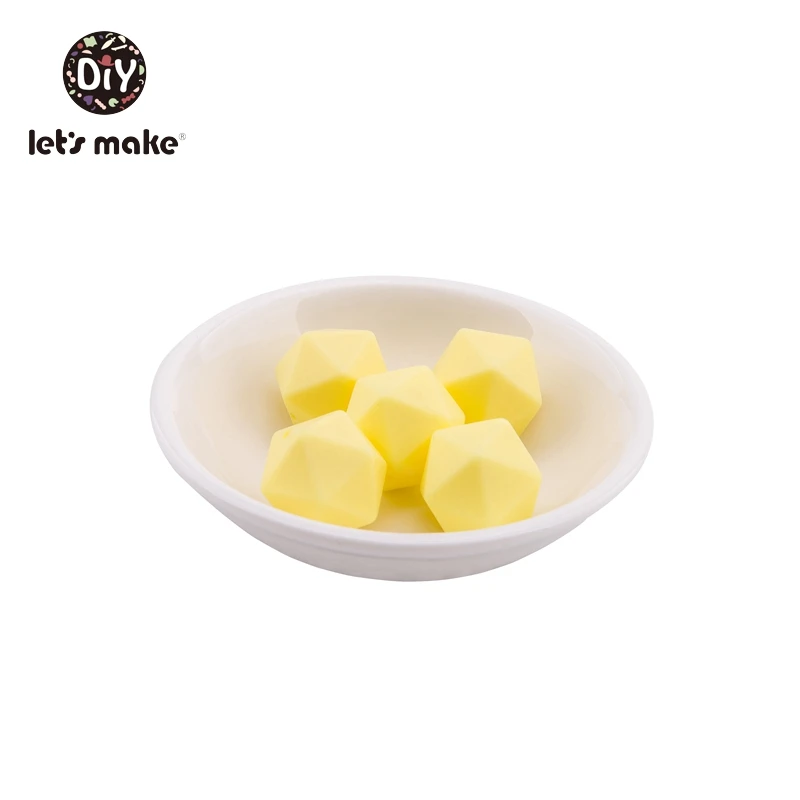 candy yellow Давайте сделаем силиконовые бусины Восьмиугольные силиконовые бусины 20 шт. 14 мм BPA бесплатно Прорезыватель игрушки DIY аксессуары пустышка цепи детский Прорезыватель - Цвет: candy yellow