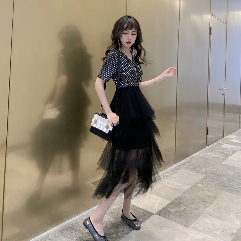

Dress 2019 Summer New Style Debutante V-neck Fashion Slim Fit Slimming WOMEN'S Dress Cake Dress