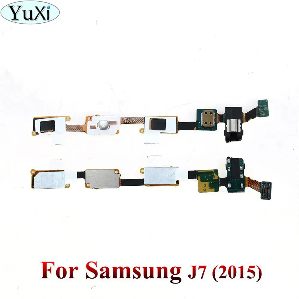 Юйси для samsung Galaxy J5 J500 J7 J710 J7 Prime/On7 S4 i9500 Note 2 N7100 A5 A7 кнопку "домой" разъем для наушников и гибким кабелем - Цвет: J7 J700
