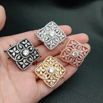 

Cubic Zircon Micro rhombus clasp 32mm golden plated 3strands