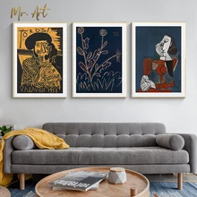 

Nordic Abstract Figure Canvas Painting Modern Home Decor Retro Poster Print Wall Picture for Living Room Scandinavian Wall Art