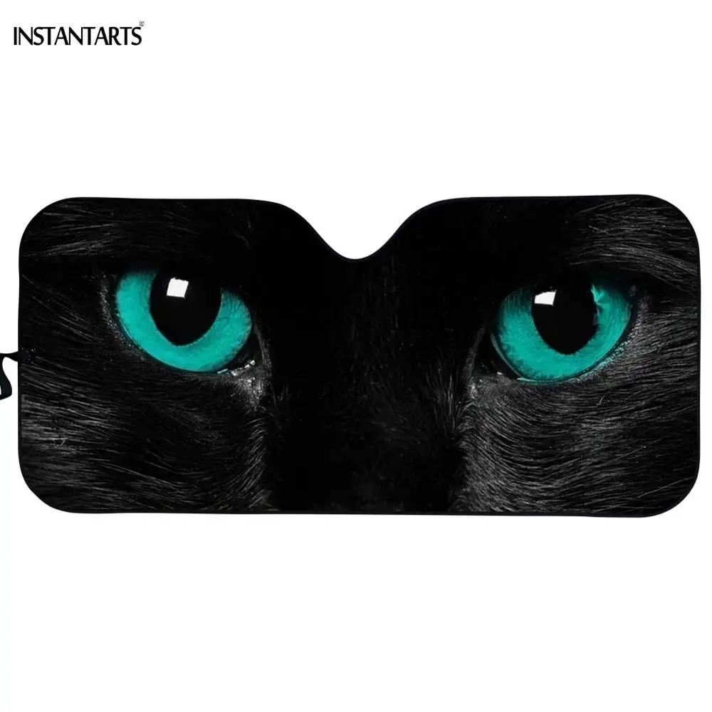 

INSTANTARTS Black Cat/Kitten Eyes Pattern Sunshade for Car Window Sun Shade Auto Sun Visor Windshield Protector Car Accessories