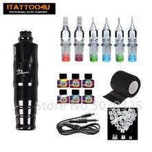 Профессиональная ротационная ручка, набор для татуировки, 6 цветов, бесмортные чернила для татуировки, набор ЖК-Мини-оборудования для питания