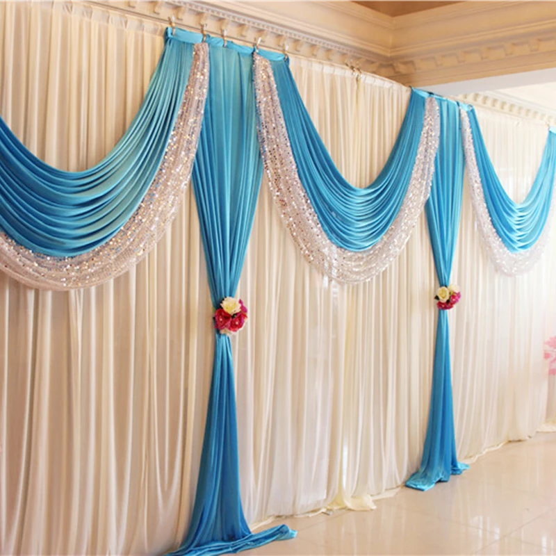 Ice Silk Wedding Backdrops Panels Hanging Curtains Party Backdrop Decoration Drape Big Events Background Tied/Piped | Дом и сад