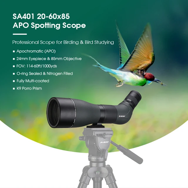 SvBony SA401 Cannocchiale Da Osservazione APO 20-60x85 - Per Birdwatching E Natura | Impermeabile | Ottica ED | Messa A Fuoco Precisa - Foto 9