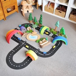 Jeu de piste de course Flexible pour garçons, ensemble de jouets de route, ville, sol, tapis, autocollants, cadeau 