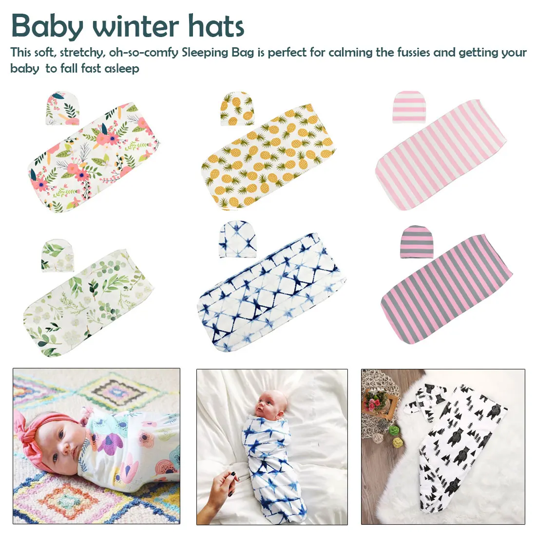 Детское Пеленальное Одеяло+ шапка конверт для Новорожденных Обертывание хлопковые пеленки мешок постельные принадлежности