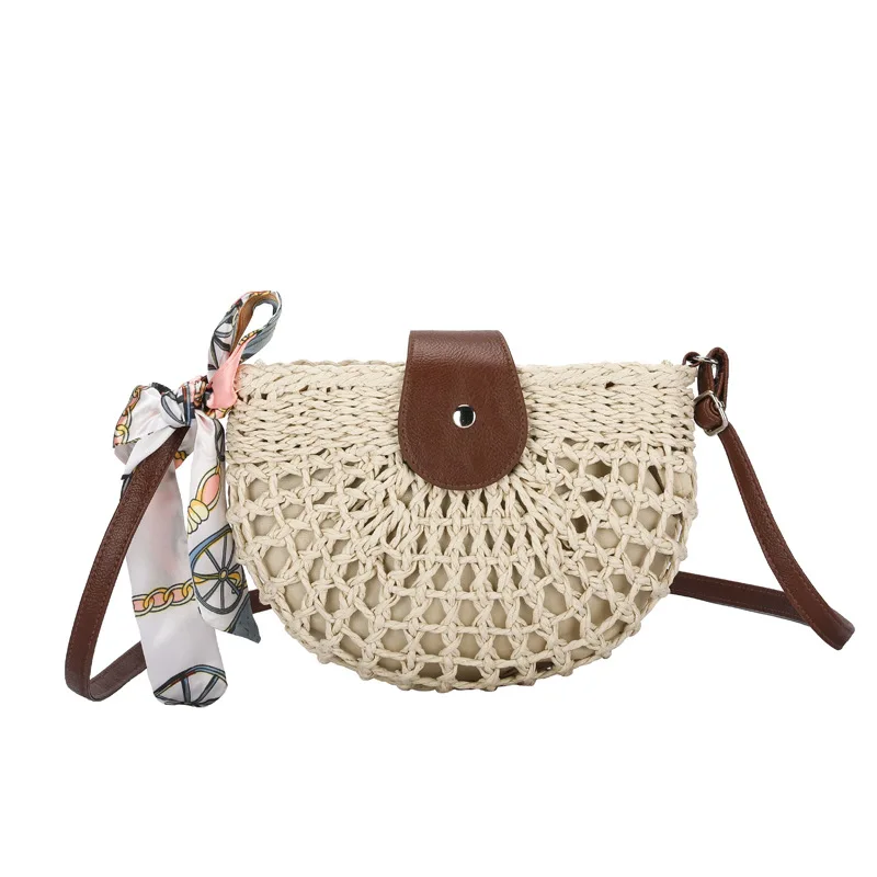 2021 trend knitting ladies straw bag Crossbody Women's white Fashion brand small high quality summer |