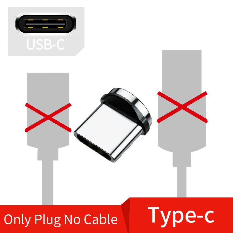 Магнитный usb-кабель для быстрой зарядки, кабель USB type-C, магнитный кабель Micro usb для зарядки и передачи данных, кабель USB для мобильного телефона, Шнур USB для Iphone 11 - Цвет: Type C Plug No Cable