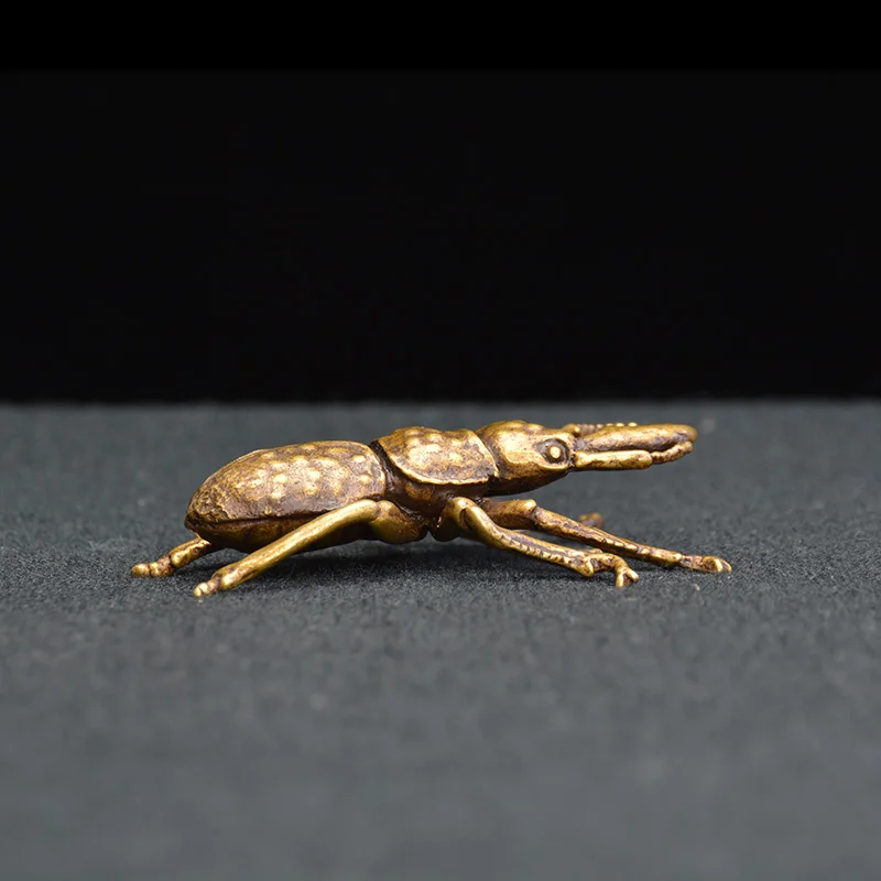  Vintage Copper Insect Tea Pet Japanese Rhinoceros Beetle Small Ornaments Brass Dynastes Hercules Ho