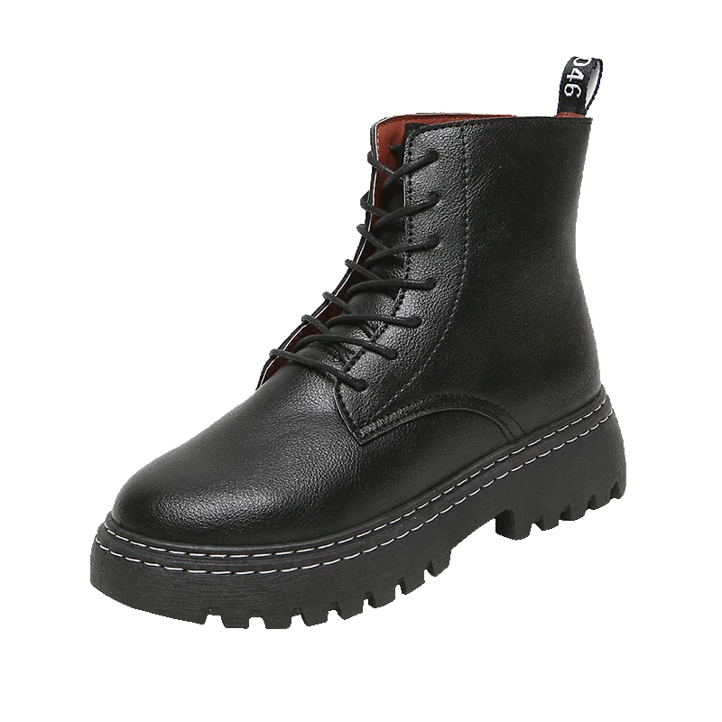 

Boots Female Women Shoes Ankle 2020 Autumn British Wind Leather Thick With Short Boots Motorcycle Martin Shoes Stivali Donna