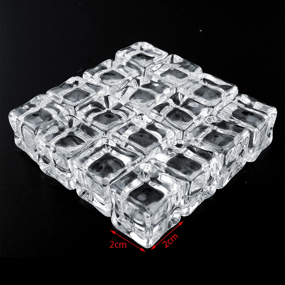 

Clear 16pcs Fake Artificial Acrylic Ice Cubes Crystal Barwar Home Display Decor