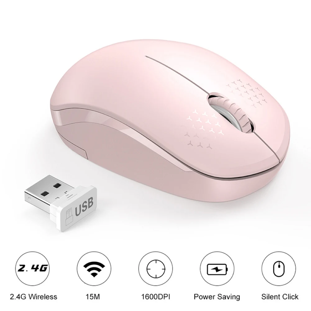 i210 Mute 2.4G Wireless Mouse 2 keys 1600 DPI Portable Ergonomic Women MINI Mouse for Desktop Computer Laptops
