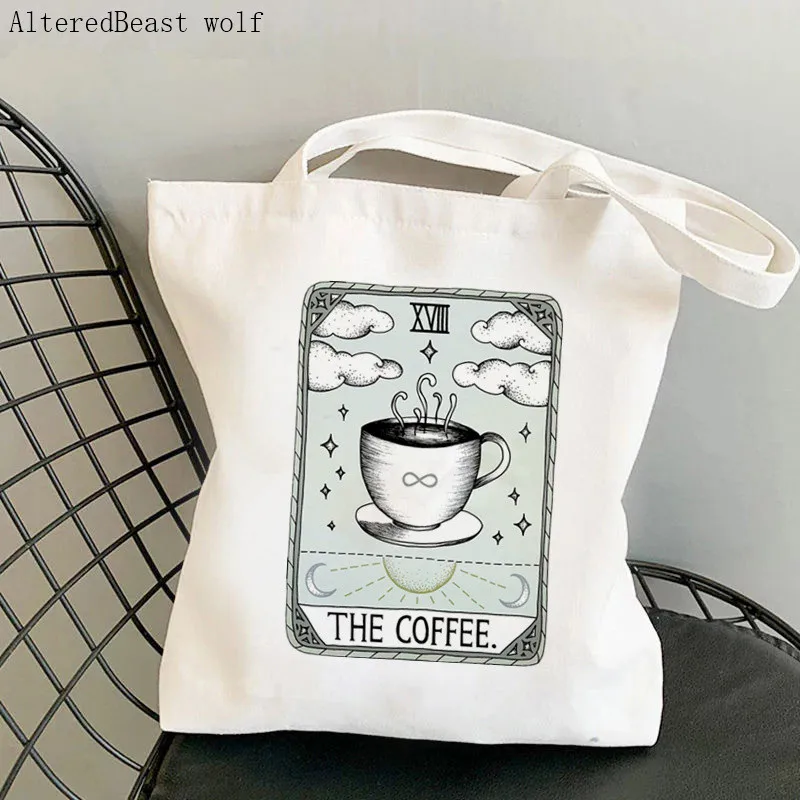 Women Shopper bag THE CHEESE Modern Tarot Card Bag Harajuku Shopping Canvas Shopper Bag girl handbag Tote Shoulder Lady Bag