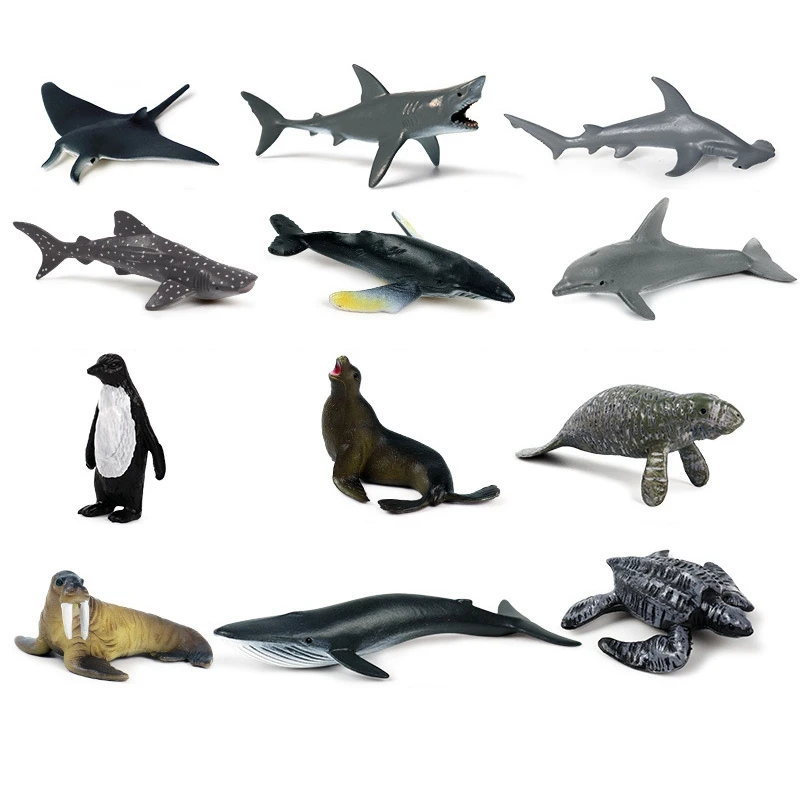 12 шт. миниатюрные морские животные гигантские зубы Акула убийца киты синий кит