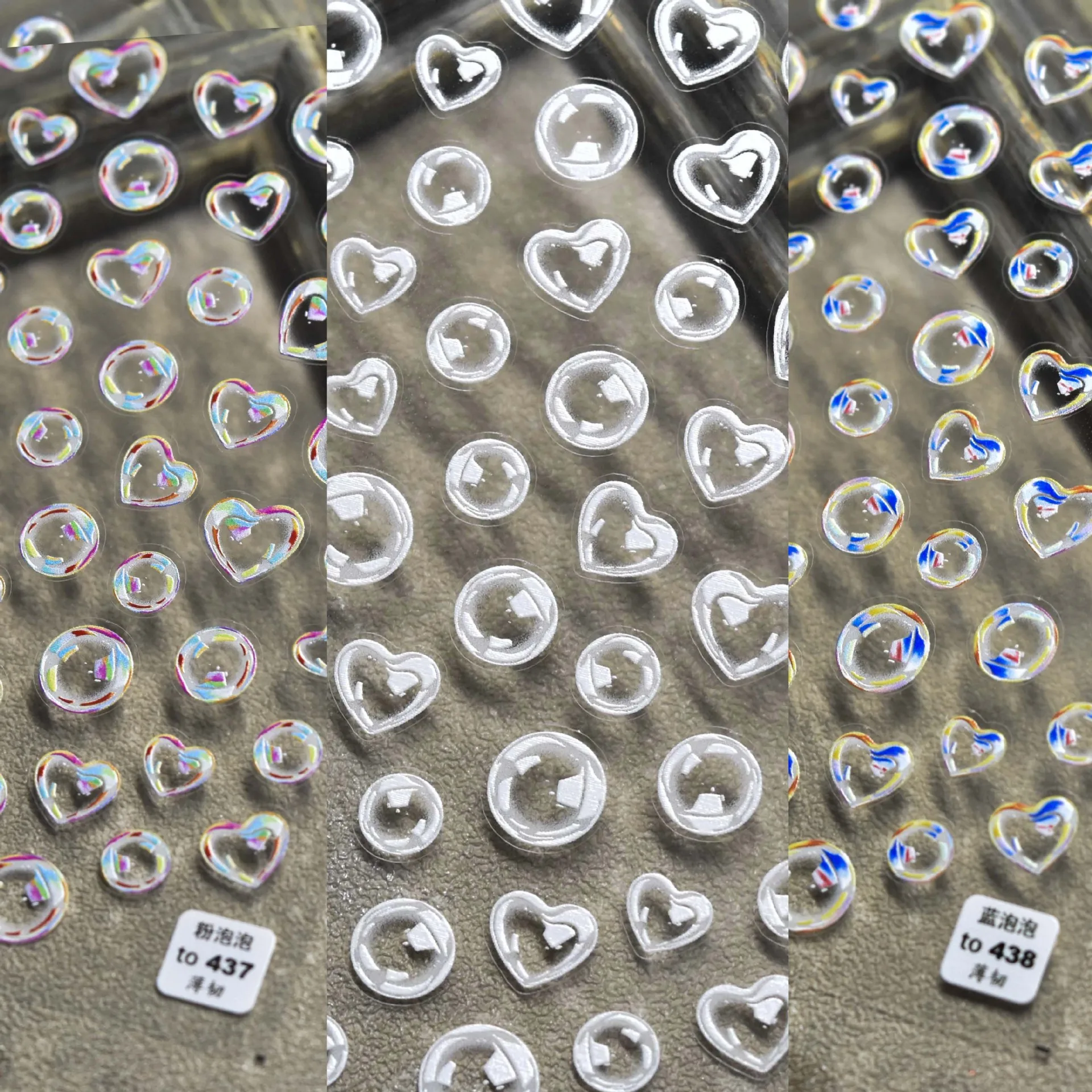 

New craft ultra-thin nail art colorful bubble 3D nail stickers DIY nail decoration