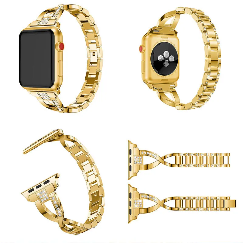 Для Apple Watch ремешок 40 мм 44 мм 38 мм 42 мм Женский Алмазный ремешок для iWatch серии 5 4 3 2 1 iWatch браслет из нержавеющей стали ремешок