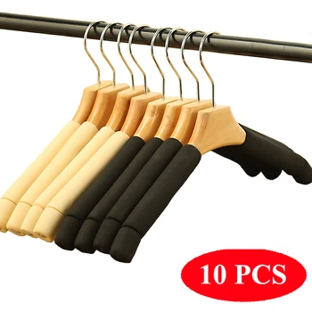 

Non-Slip Sponge Hangers Thick Padded Coats Hangers 10 Pack Wooden Suit Hangers Strong Durable Clothes Hanger Wedding Gown Closet