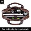 BULLCAPTAIN Briefcase Shoulder Messenger Bags Men's Genuine Leather 14-inch Laptop Bag's Men's Briefcase Office Business Handbag 3
