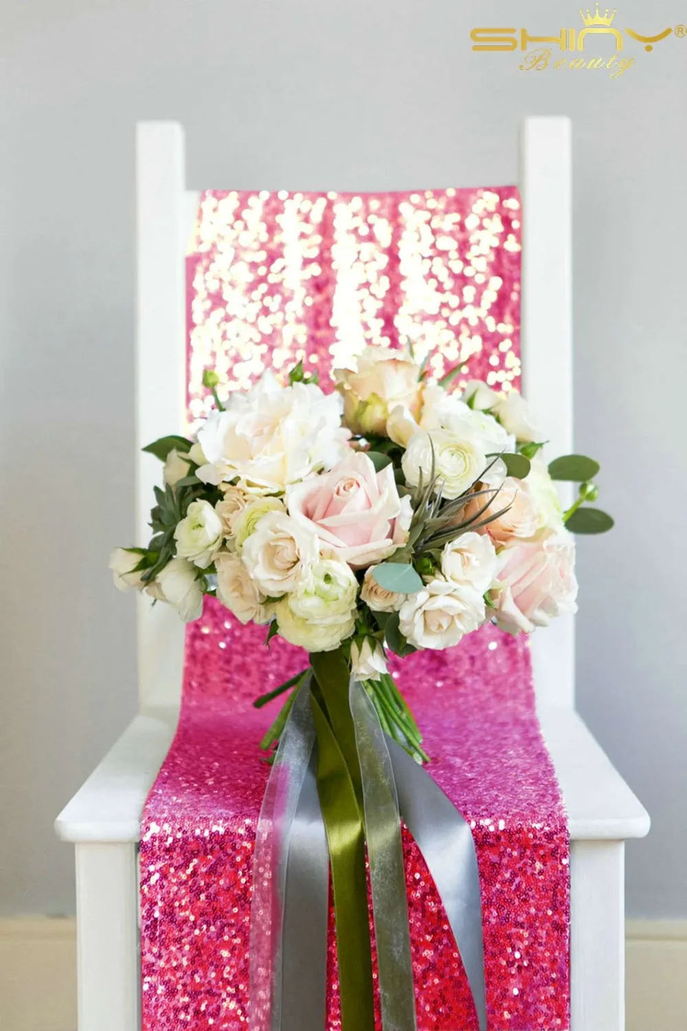 Sequin Table Runner 5 Pcs Glitter Table Decoration Fuchsia Elegant Table Runners Table Cloth for Wedding Party Decorations-M1207