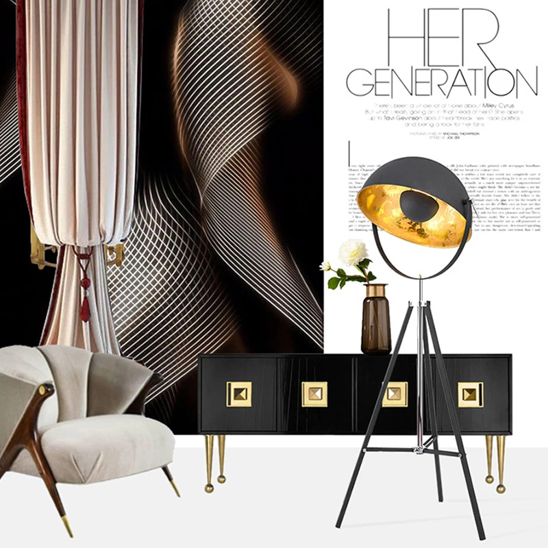 

Modern American Tripod Floor Lamp living Room Bedroom Sample Room Studio Nordic Retro Industrial Vertical Floor Lamp